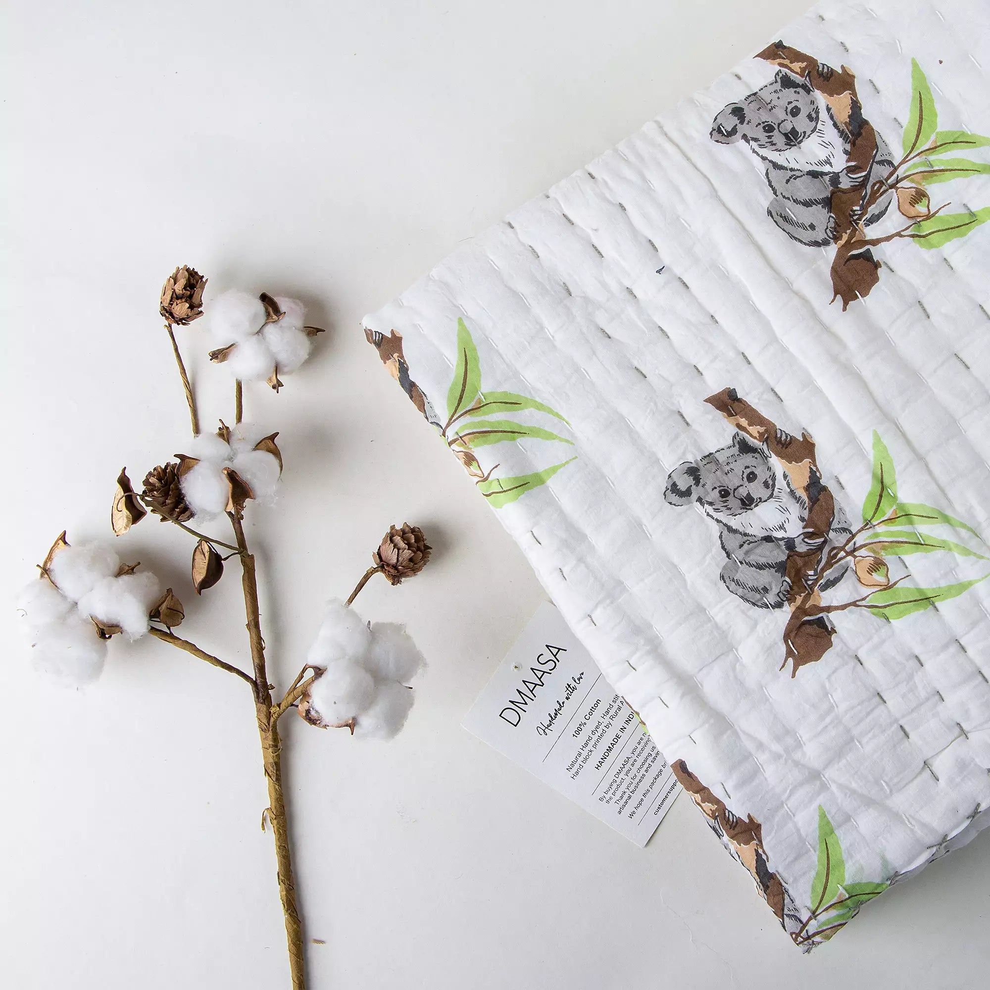 Koala Printed Soft Mulmul Cotton Newborn Baby Quilts 110